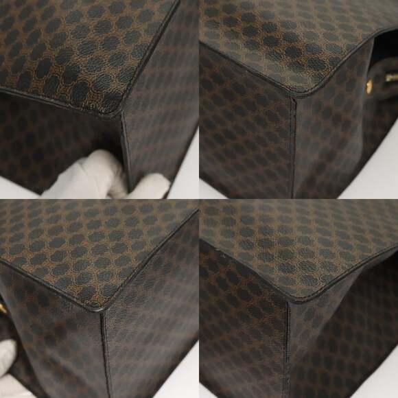 CELINE Macadam Canvas Hand Bag Pvc Leather Black Gold - Picture 10 of 13